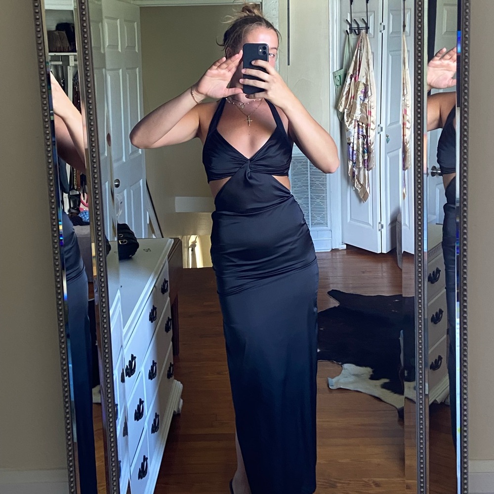Showpo Black Bodycon Dress Plunge Neckline Sleeveless